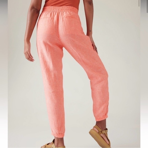 athleta coral pink retreat linen jogger pant - Picture 2 of 7